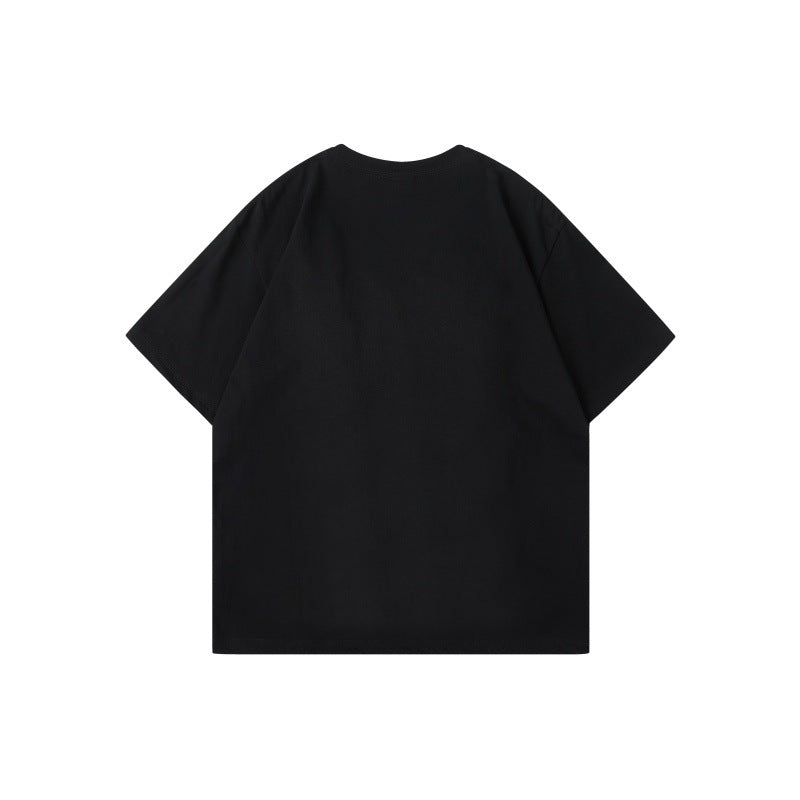 Color Contrast Patchwork Design Round Neck Loose Short Sleeves