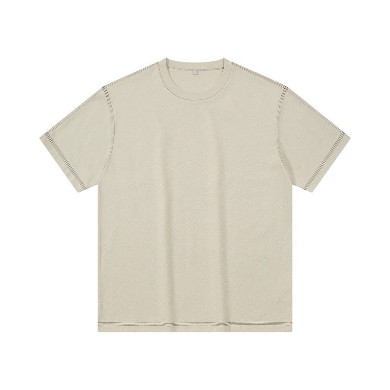 Retro Shoulder Contrasting Color Line Short Sleeved Shirt