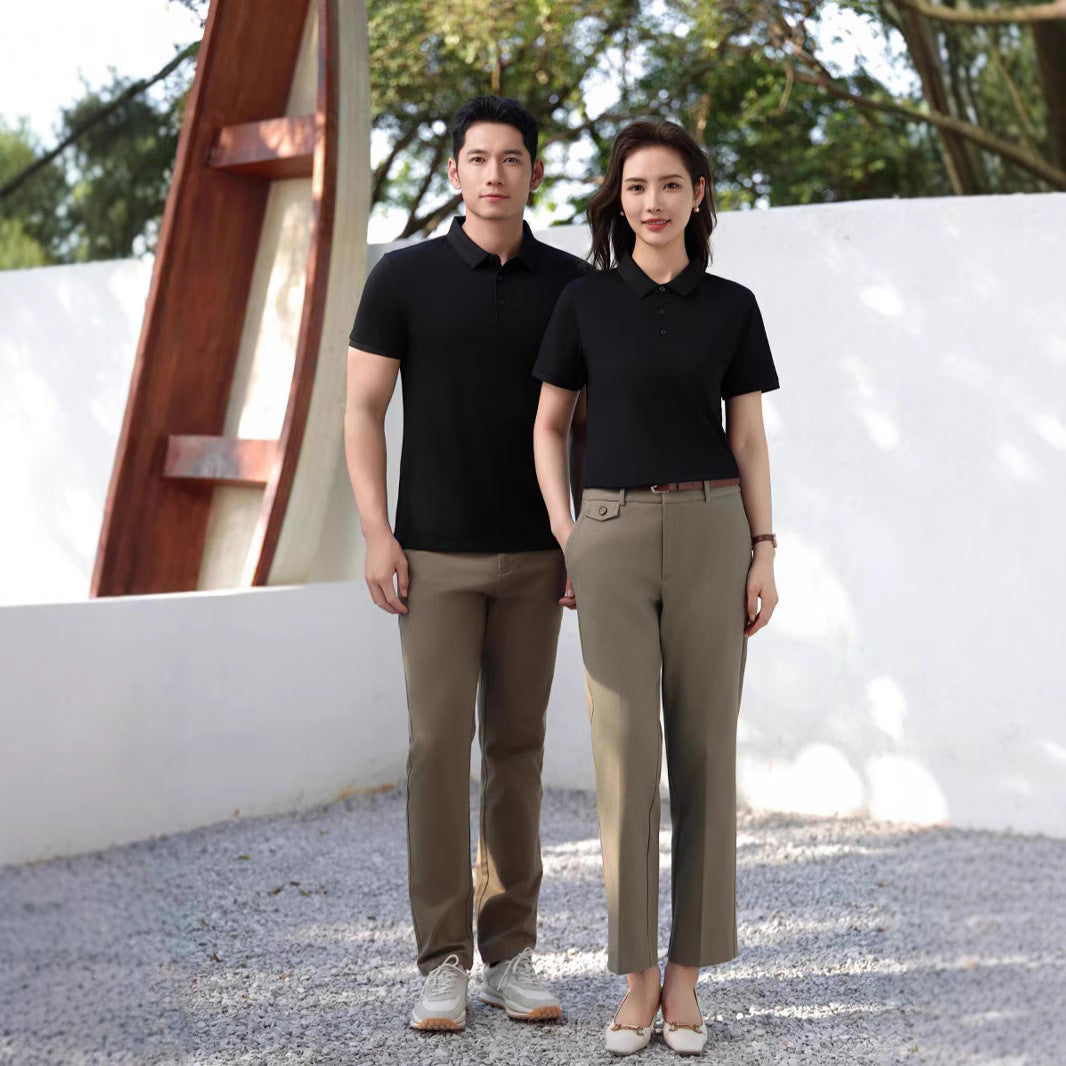 Male Solid Color Lapel Polo Shirt Lapel
