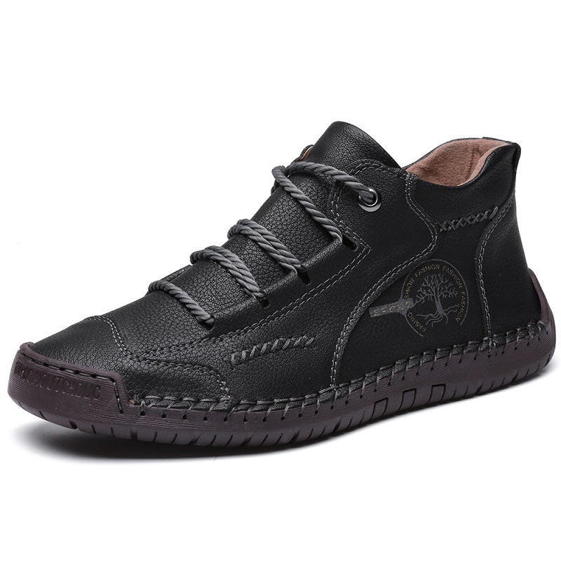 Men's Shoes Short Boots Autumn Sewing Leather Boots High-top Leather Surface