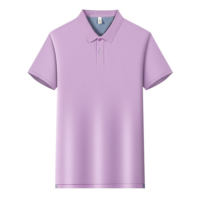 220g Back Of Turtle Split Solid Color Polo Collar T-shirt