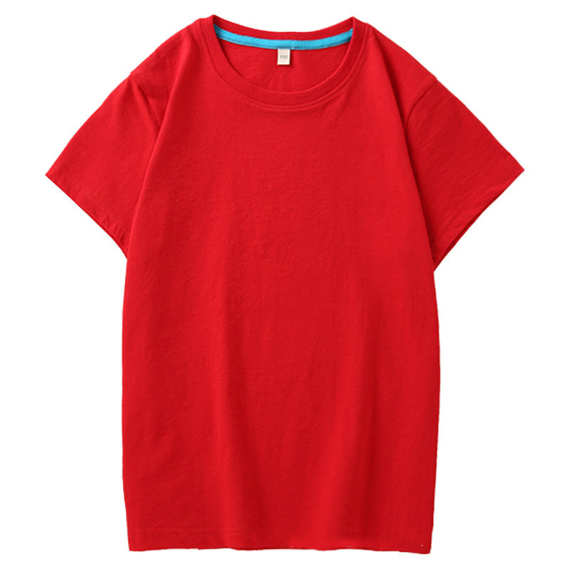 Children's T Combed Cotton Blank Solid Color Loose Round Neck Short Sleeve