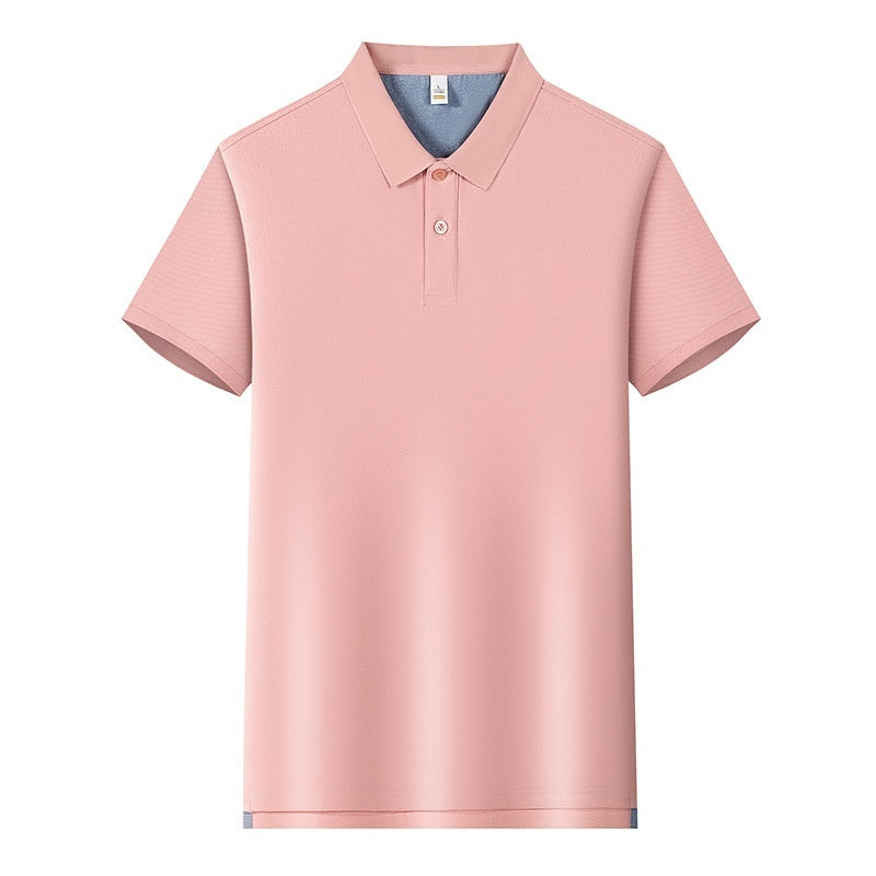 220g Back Of Turtle Split Solid Color Polo Collar T-shirt