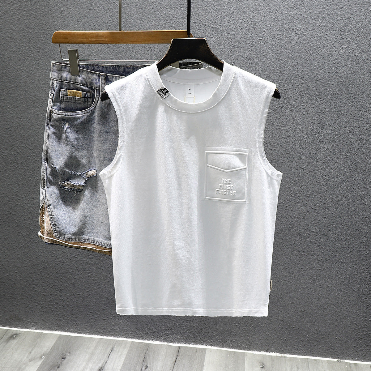 Solid Color Loose Fitness Cotton Sleeveless T-shirt