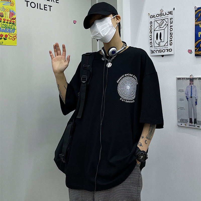 Fashion Loose Circle Full Print Summer Short-sleeved T-shirt