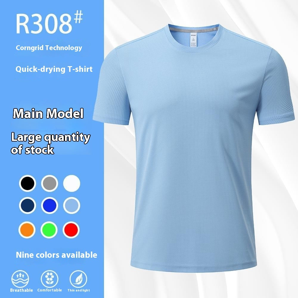 Running Fitness Short Sleeve Ice Silk Round Neck Quick-drying T-shirt