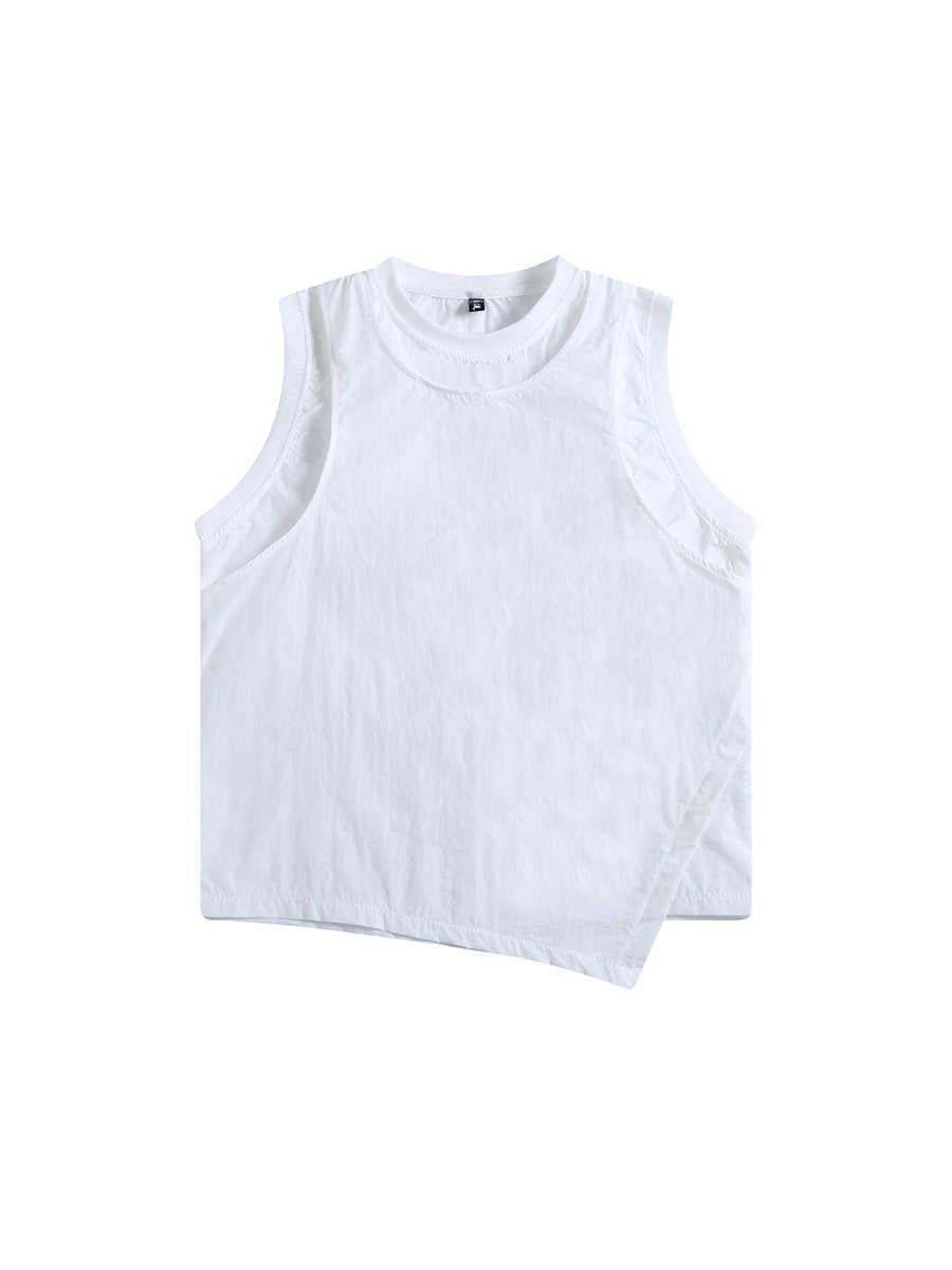 Fake Two-piece Ice Silk Quick-drying Vest Workout Sleeveless T-shirt