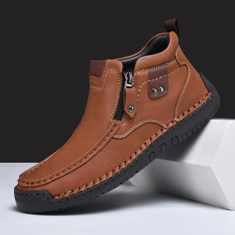 Slip-on Men's Short Boots Fashion Mid-Top Martin Boots