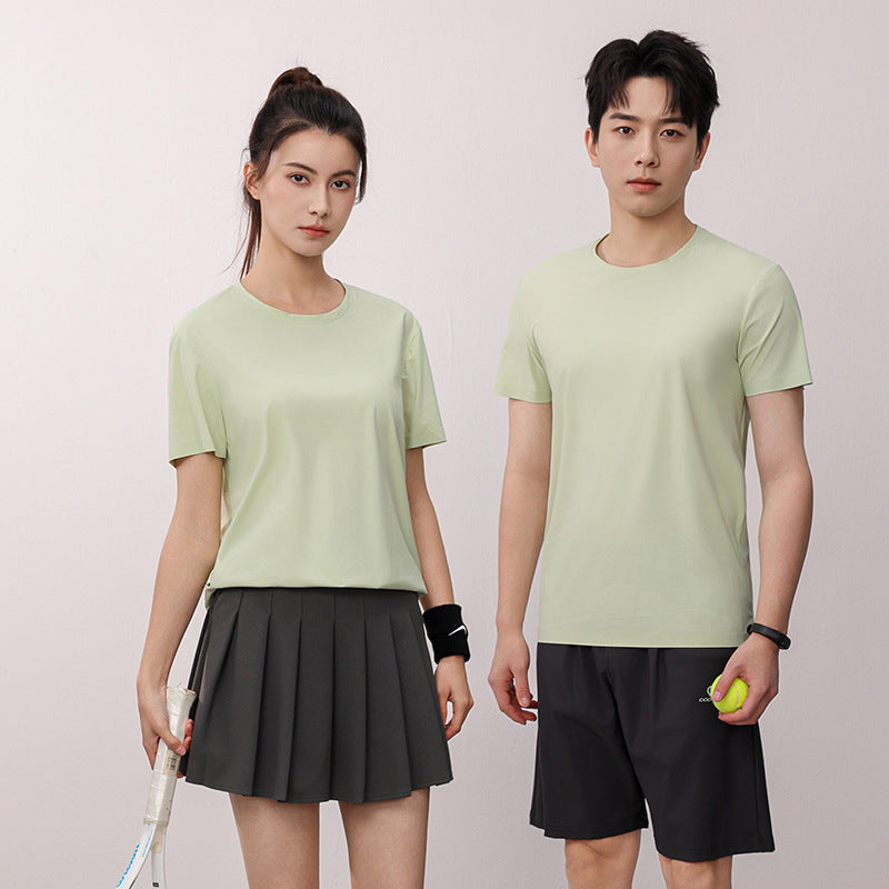 Ice Silk Quick-drying T-shirt Antibacterial Anti-UV Solid Color Short Sleeve Casual