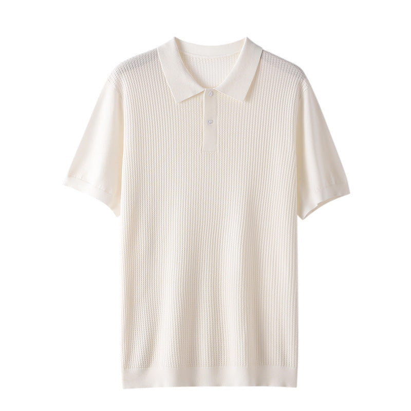 Men's Casual Solid Color Wool Knitted Half Sleeve