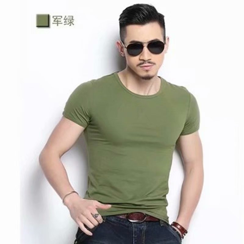 Korean Slim Fit Men's Elbow-sleeved Top Tight Elastic T-shirt
