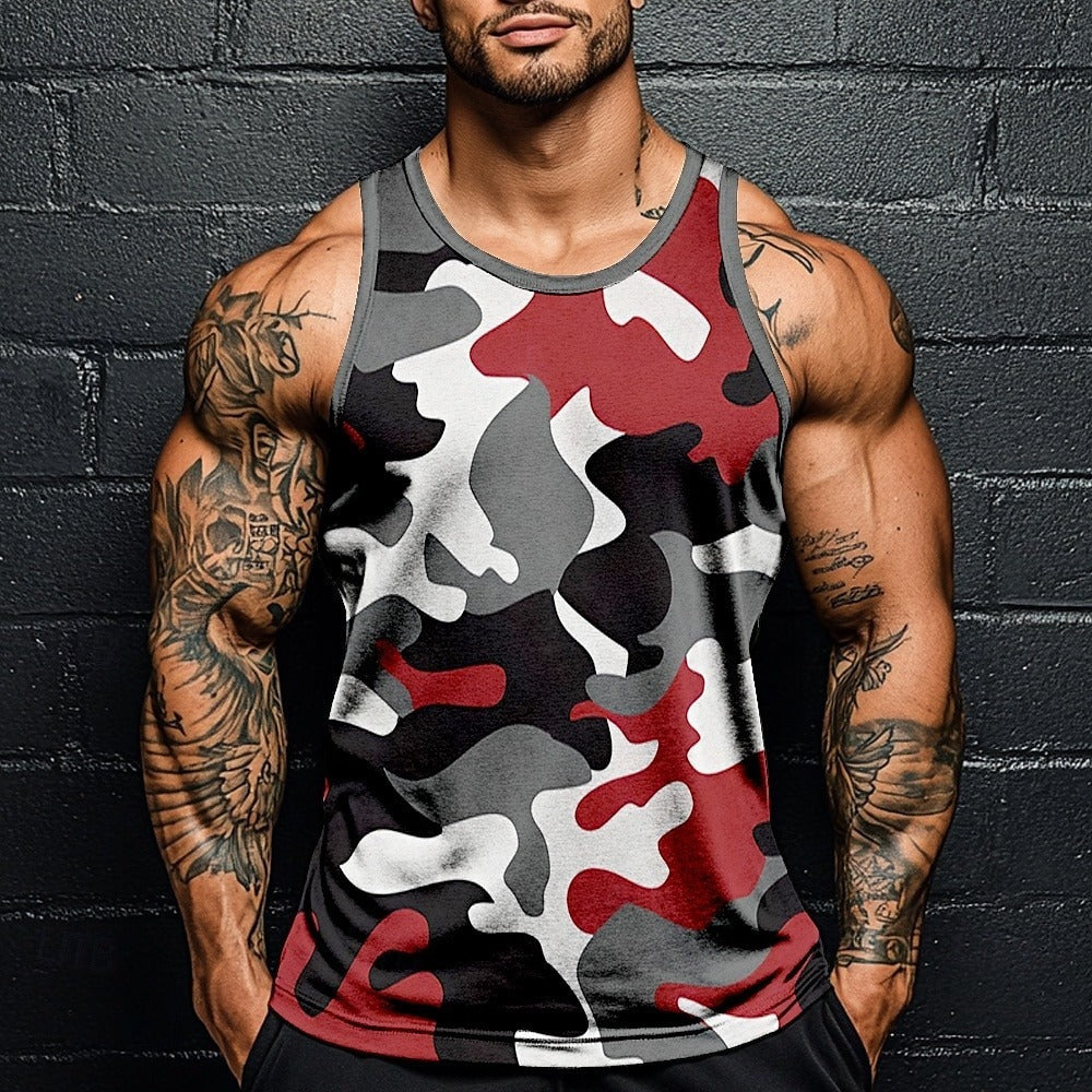 Fashion Camouflage Print Loose Short Sleeve Men