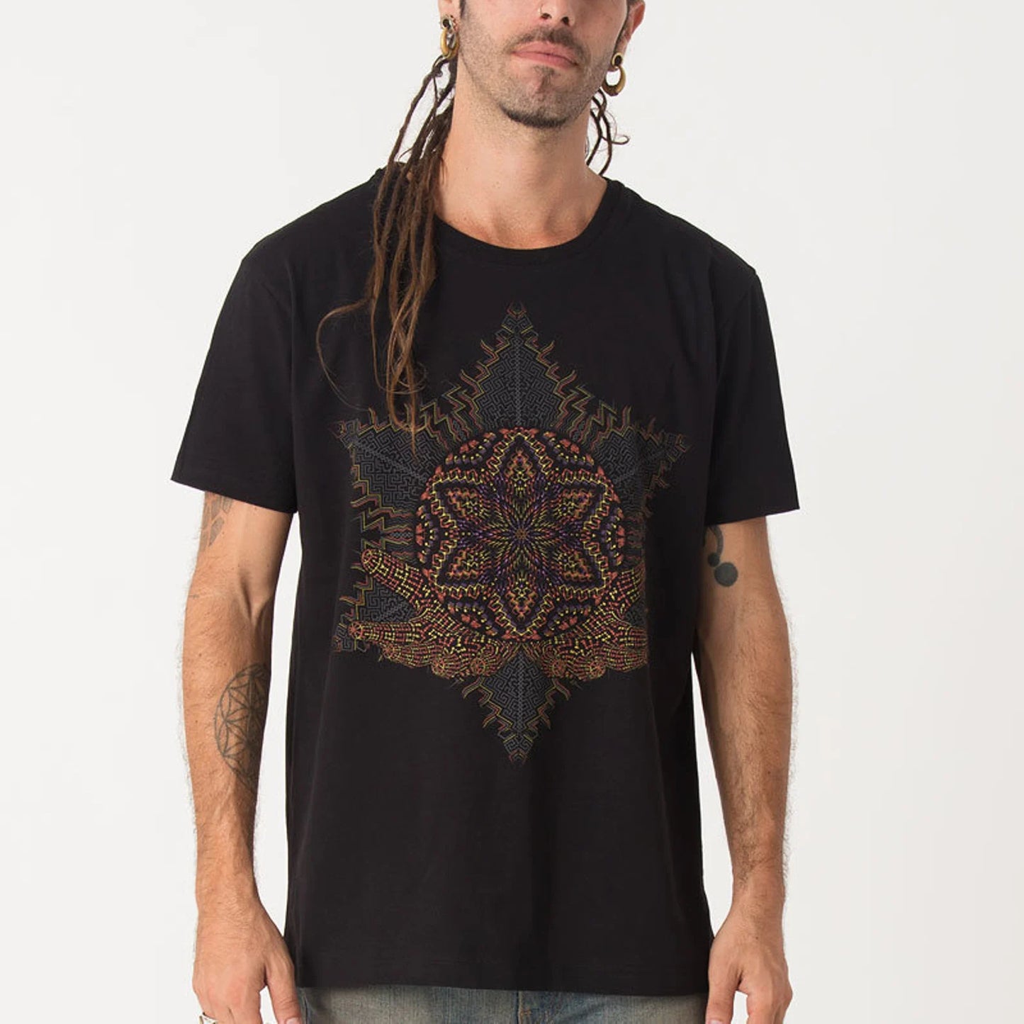 Men's Black Printed Short Sleeves