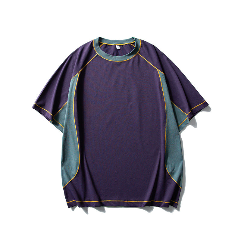 Lightweight Quick-drying Color Matching Sports Loose Short Sleeve