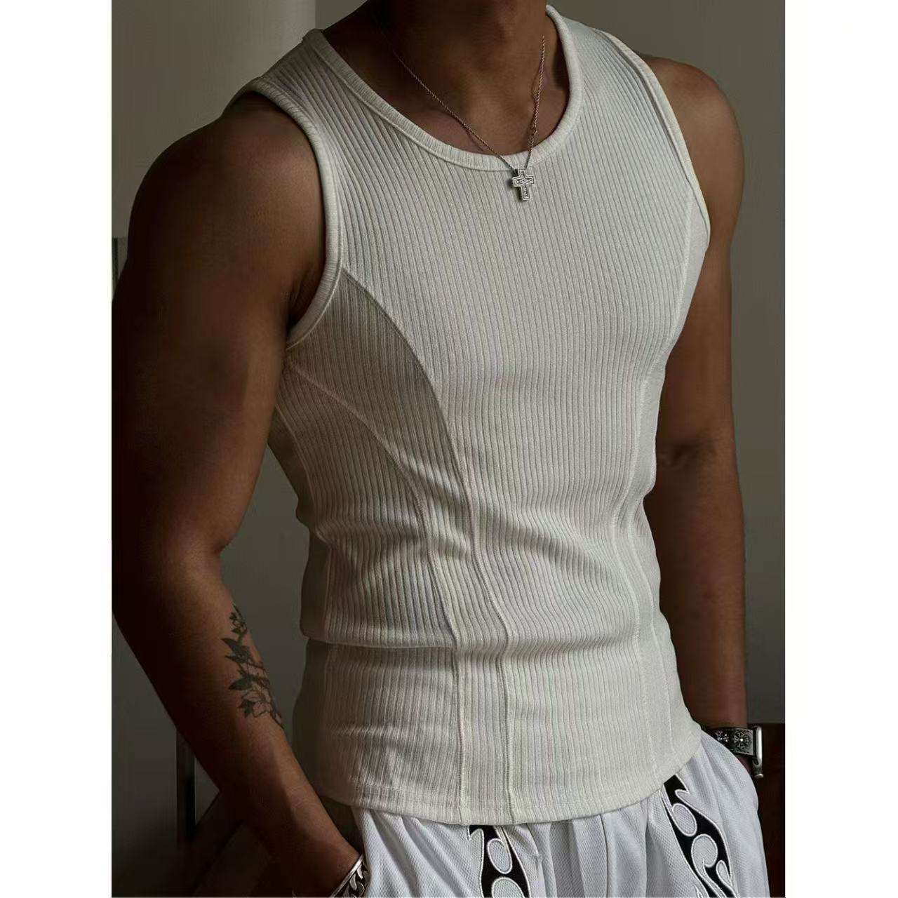 American Stitching I-shaped Vest Summer Men's Tight