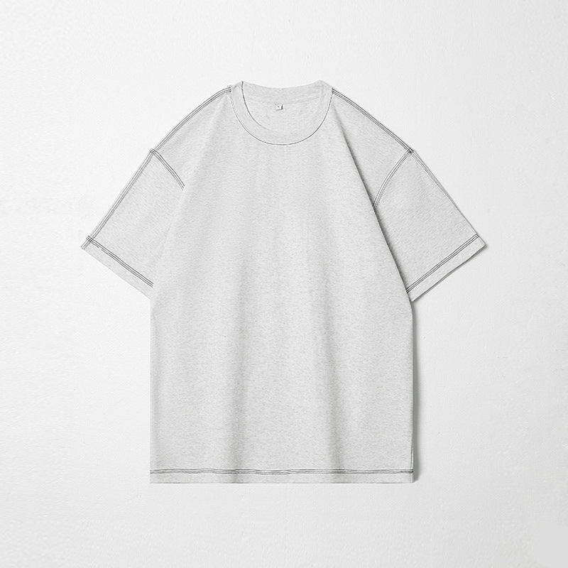 Retro Shoulder Contrasting Color Line Short Sleeved Shirt