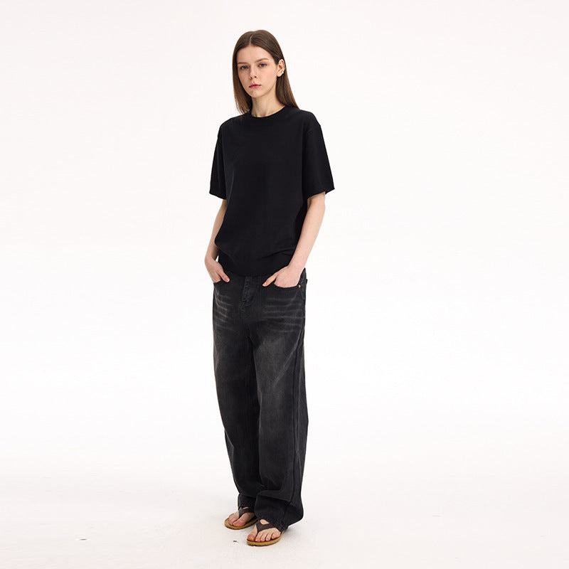 Fanio Velvet Shoulder Short-sleeved T-shirt