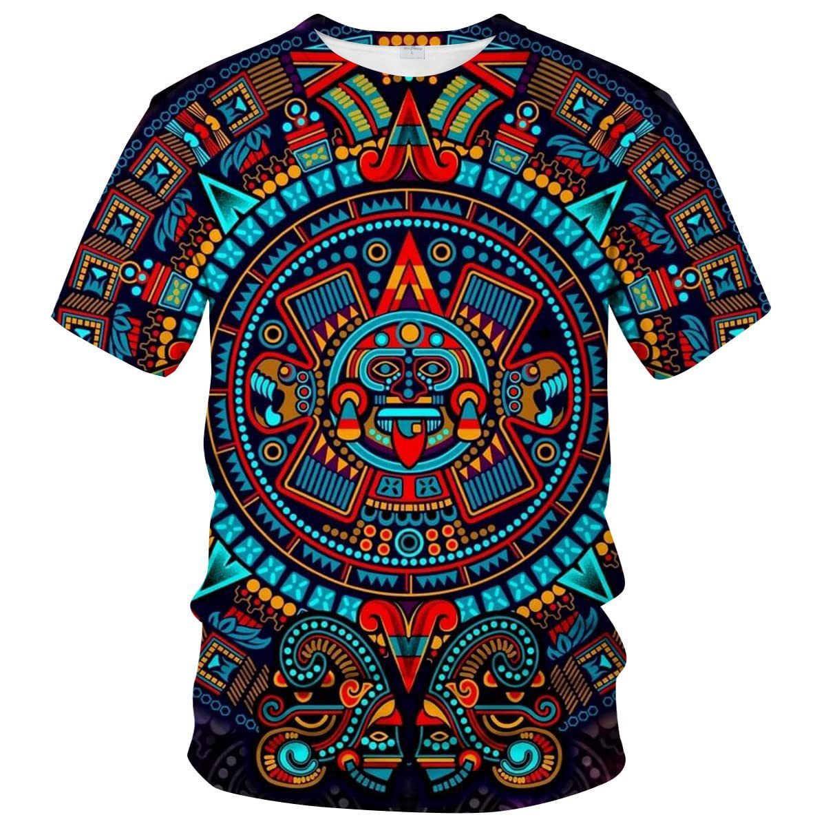 Men's Mexican Maya Realistic Pattern Short Sleeve
