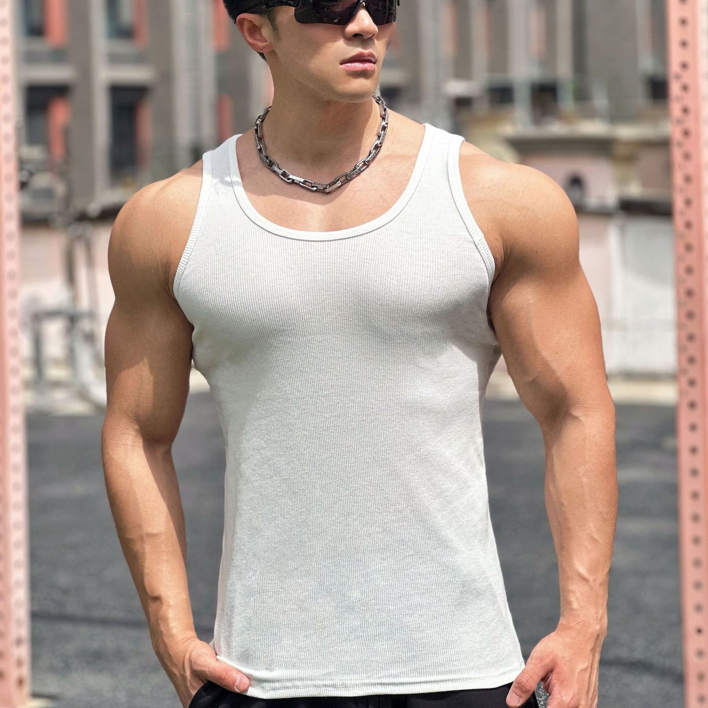 Men's Outdoor Leisure Exercise Sleeveless I-shaped Vest