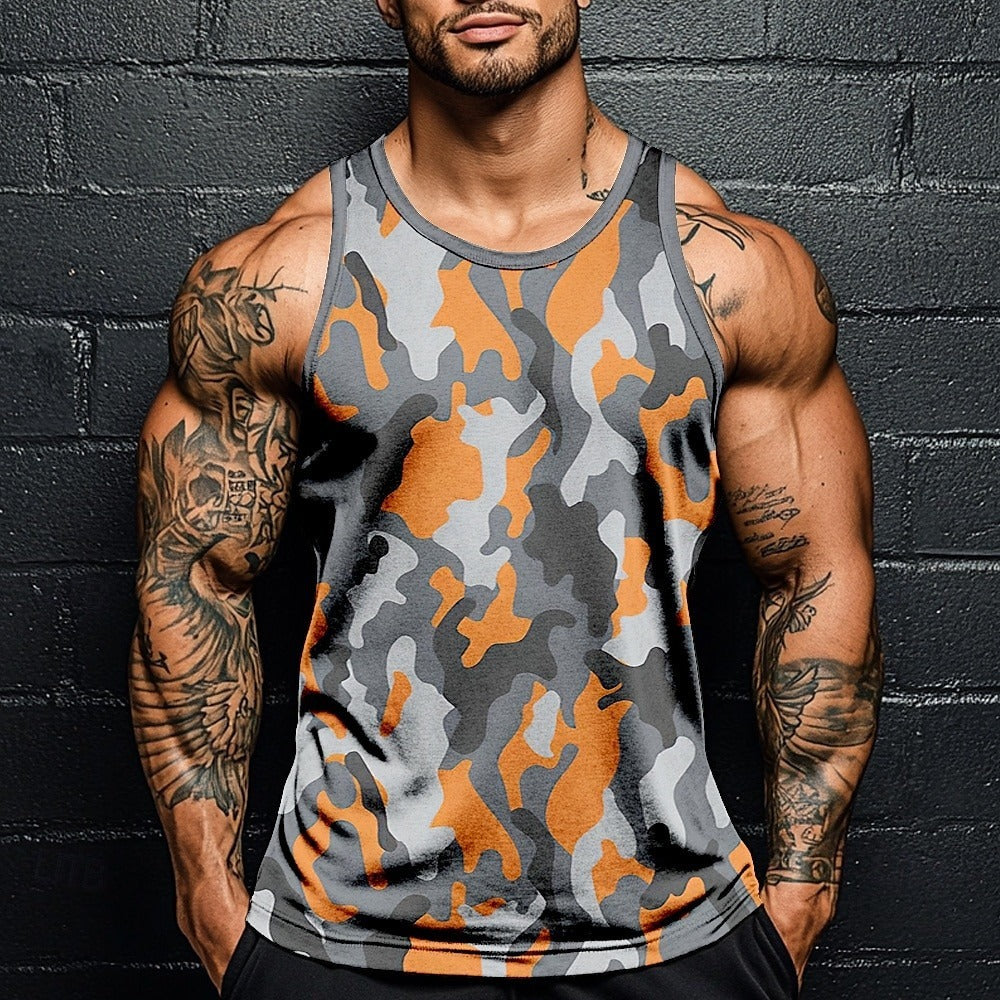 Fashion Camouflage Print Loose Short Sleeve Men