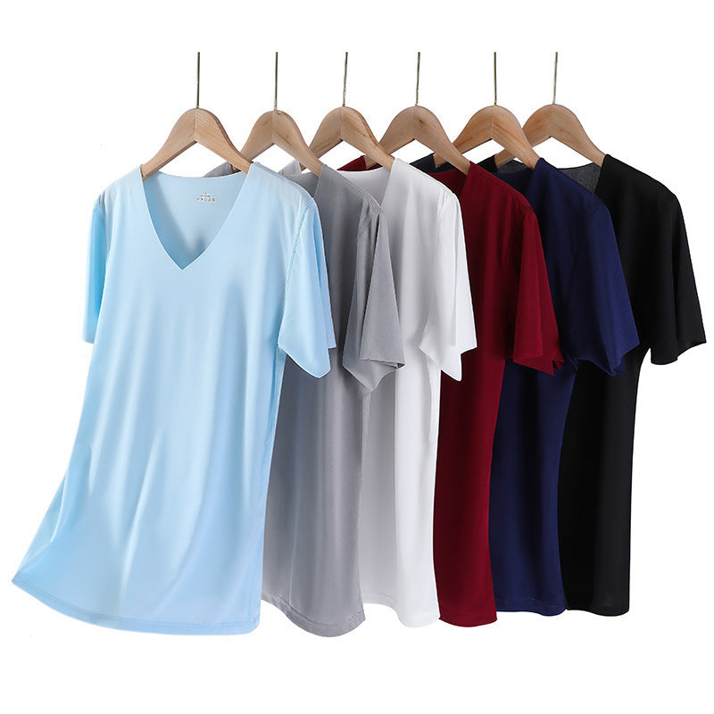 Men's Ice Silk Seamless T-shirt Summer Thin