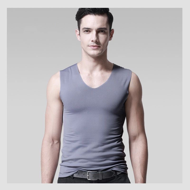 Silk Seamless Men's Vest With Tight And Wide Shoulders
