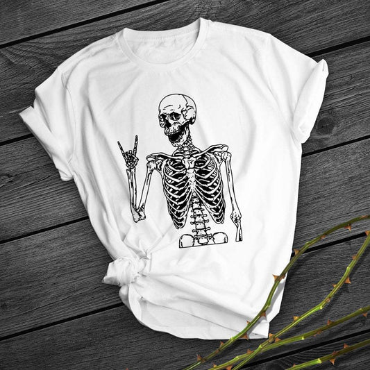 Skull Print Short Shirt Team Uniform European And American Fabrics