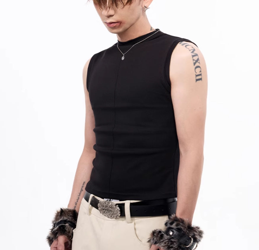 Slim-fit Stretch Waistcoat V-neck Sleeveless T-shirt