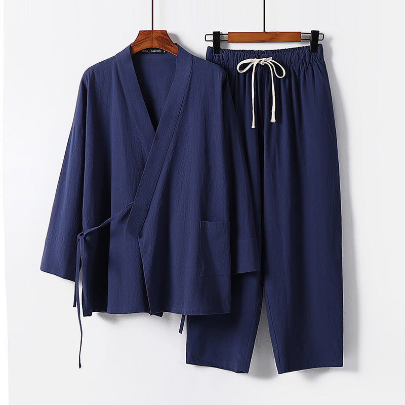 Cardigan Hanfu Trendy Cotton And Linen Two-piece Suit