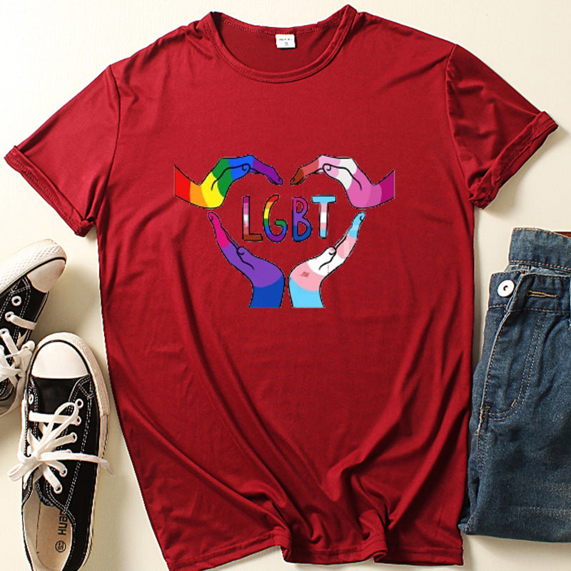 Men And Women Letter Print Casual Short-sleeved Tops