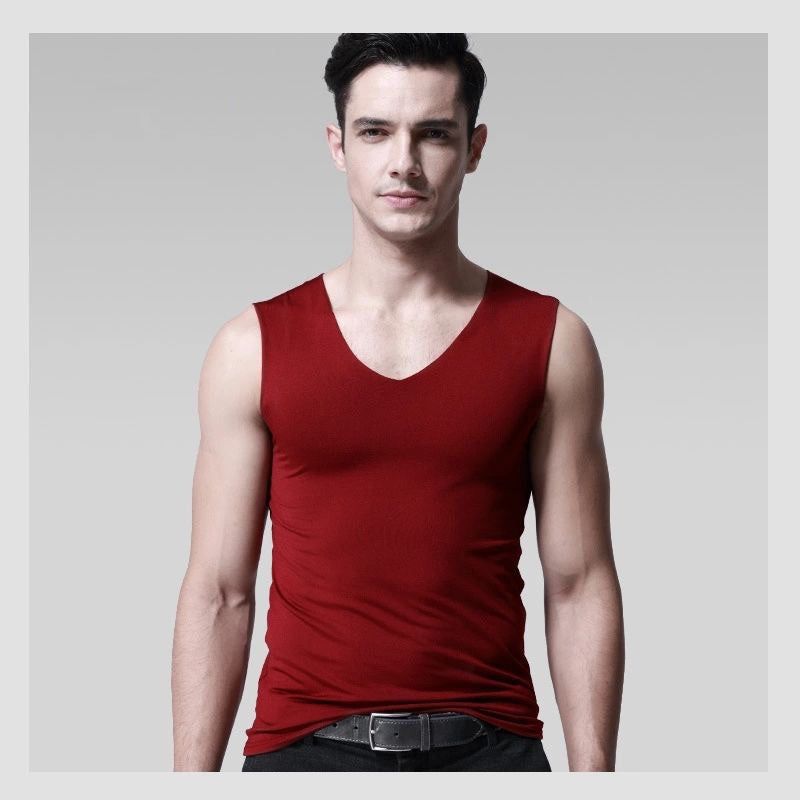 Silk Seamless Men's Vest With Tight And Wide Shoulders