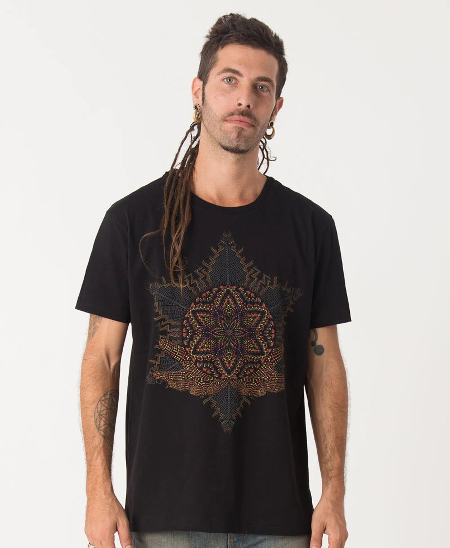 Men's Black Printed Short Sleeves