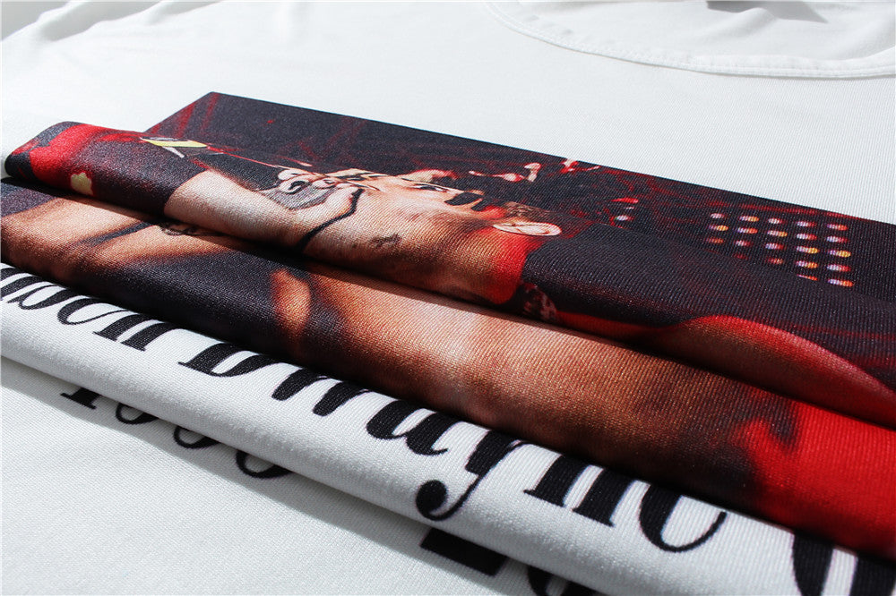 Men's Black Printed Short Sleeves