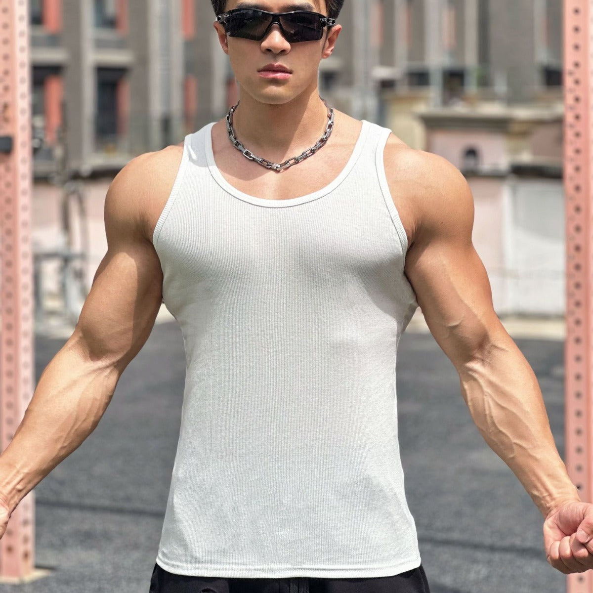 Men's Outdoor Leisure Exercise Sleeveless I-shaped Vest