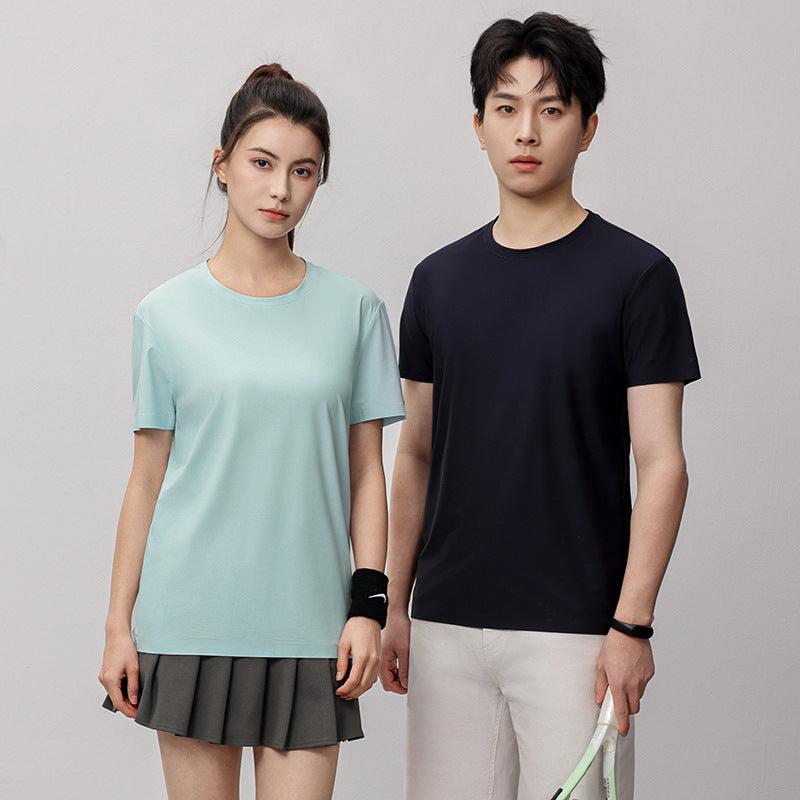 Ice Silk Quick-drying T-shirt Antibacterial Anti-UV Solid Color Short Sleeve Casual