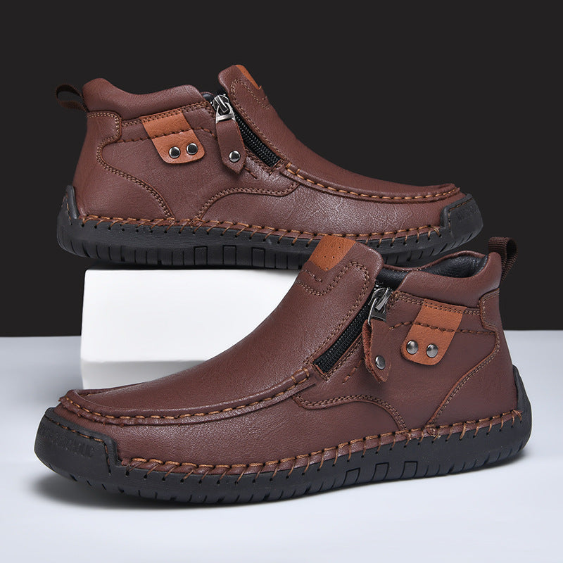 Slip-on Men's Short Boots Fashion Mid-Top Martin Boots