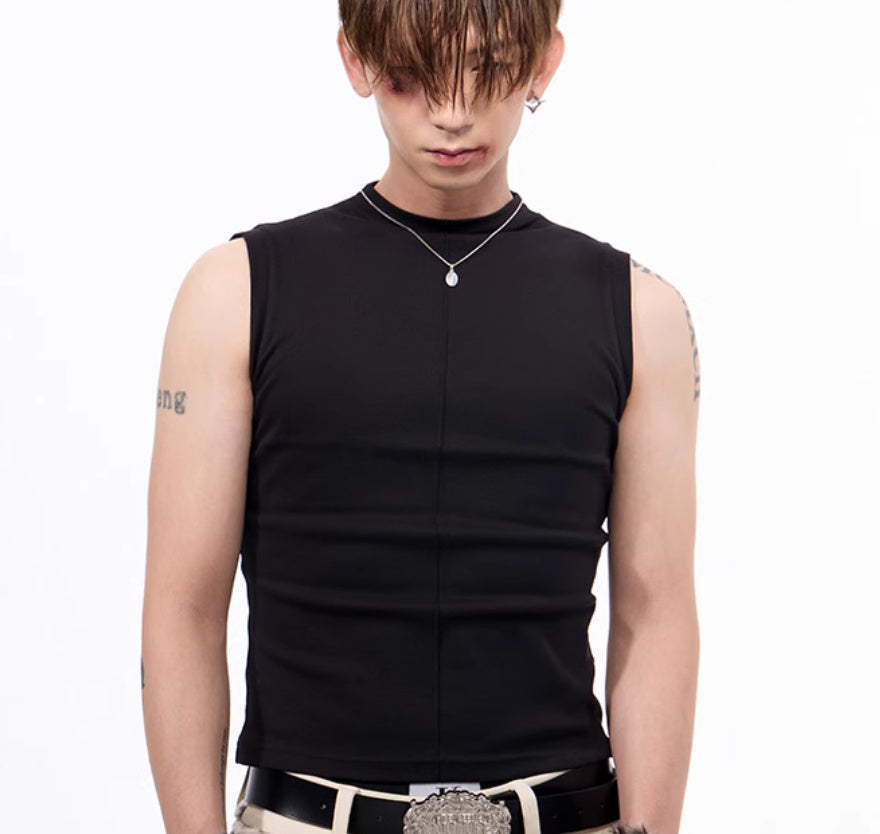 Slim-fit Stretch Waistcoat V-neck Sleeveless T-shirt