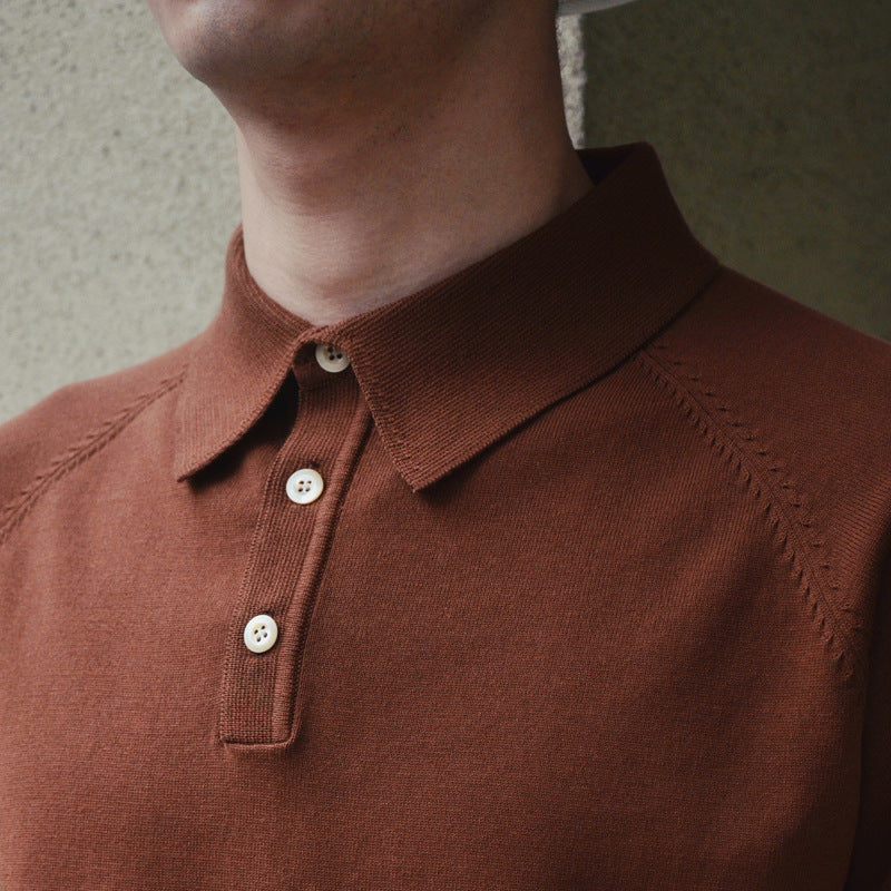 Retro Knitted Cotton Short-sleeved T-shirt