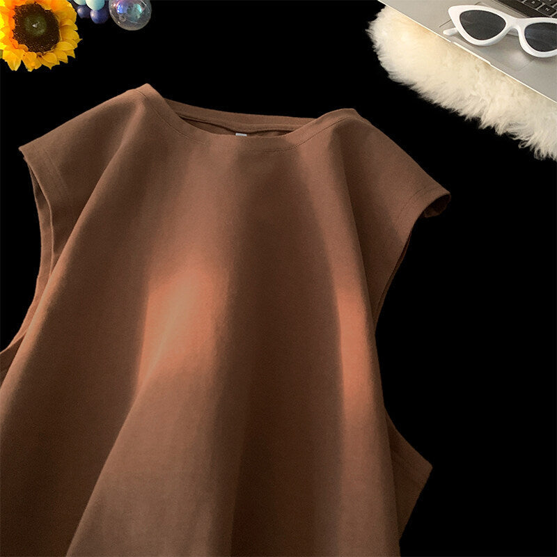 Men's Loose Pullover Solid Color Tank Top Sleeveless T-shirt