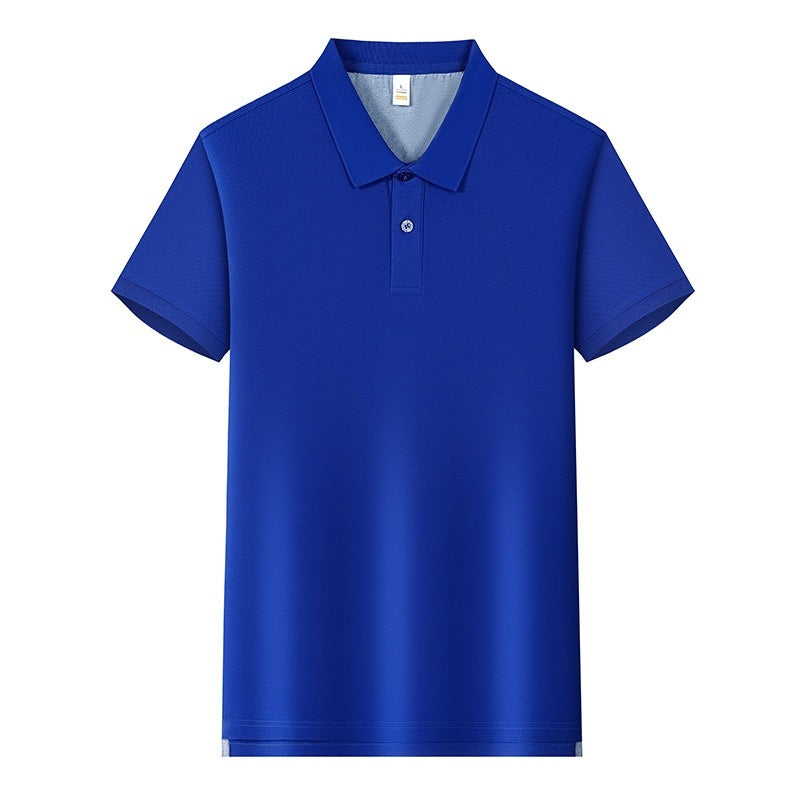 220g Back Of Turtle Split Solid Color Polo Collar T-shirt