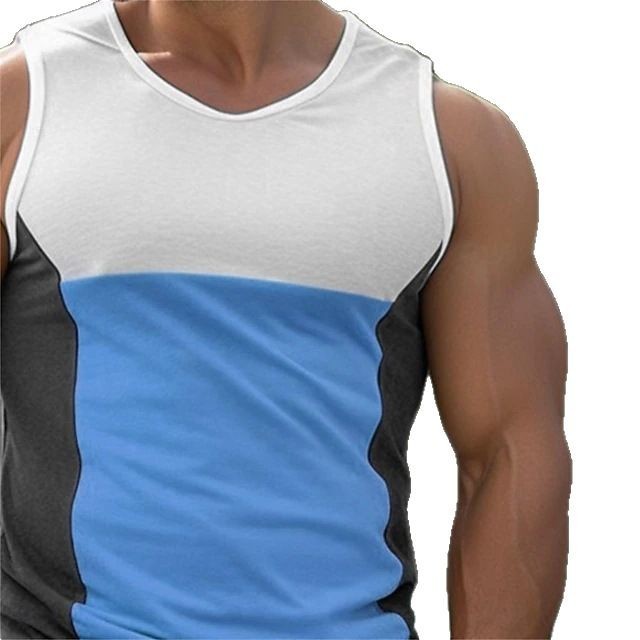 European And American Men's Vest Contrast Color Sports And Fitness Running Vest