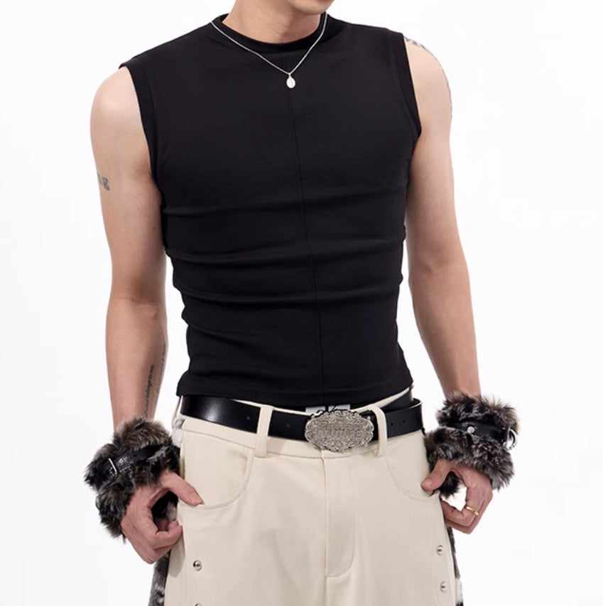 Slim-fit Stretch Waistcoat V-neck Sleeveless T-shirt