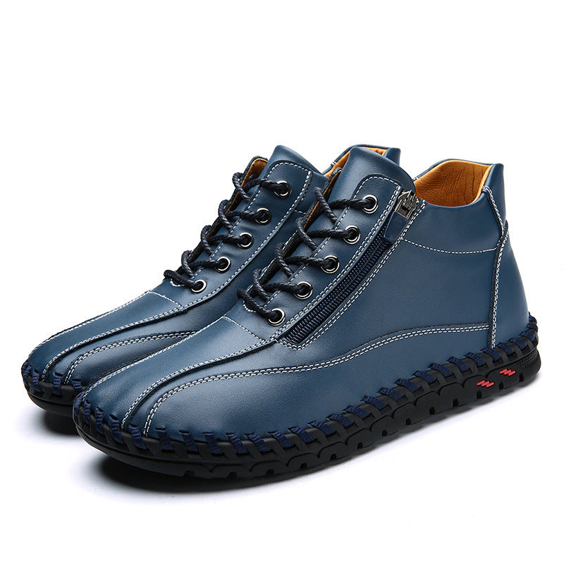 Autumn And Winter Mid-top Work Shoes Side Zipper Casual