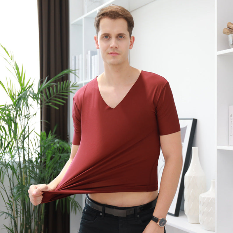 Men's Ice Silk Seamless T-shirt Summer Thin