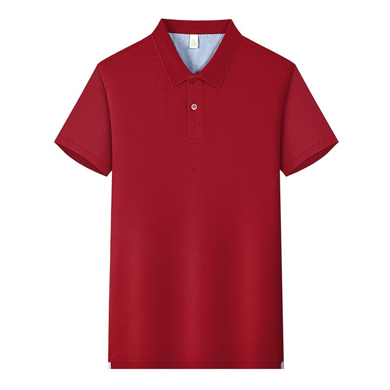 220g Back Of Turtle Split Solid Color Polo Collar T-shirt