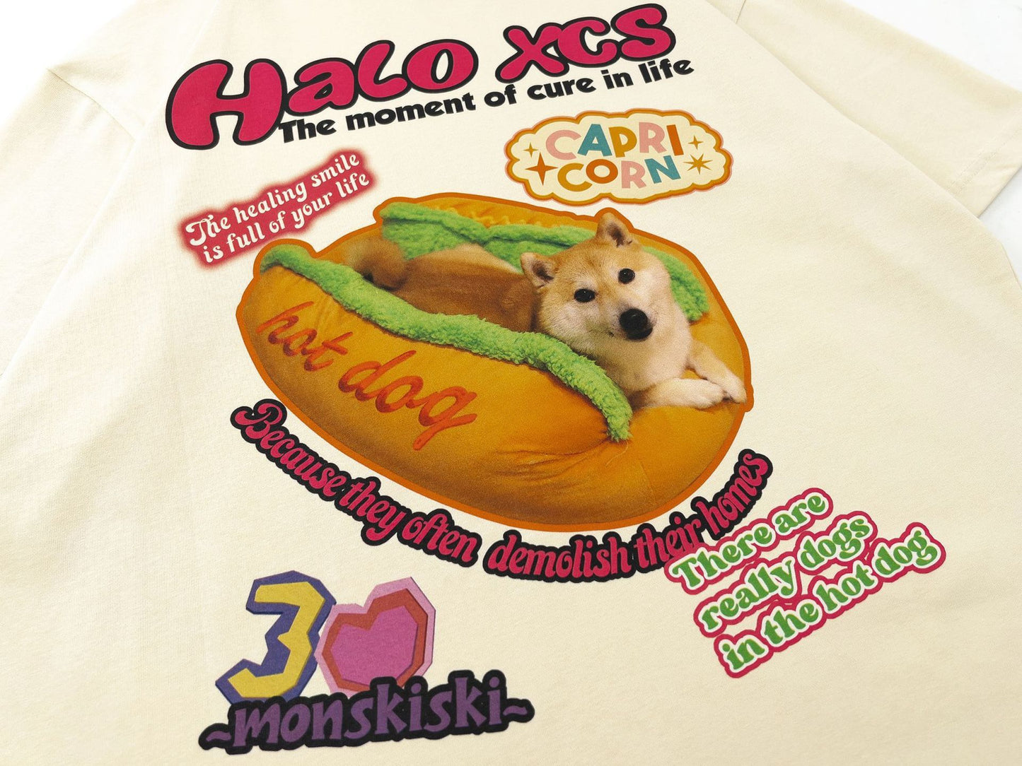 Cartoon Hamburger Dog Printed Short-sleeved T-shirt Couple's Tops