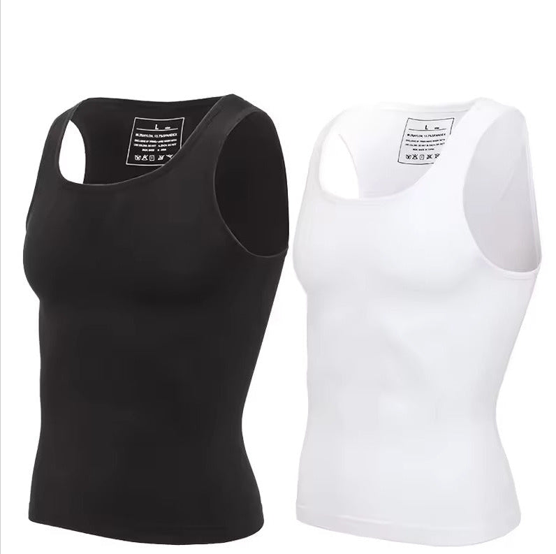 ALSHOW Best Sellers Stretchy Men Vest Pure Cotton Breathable Round Neckline Vest for Men coarse-pitch thread