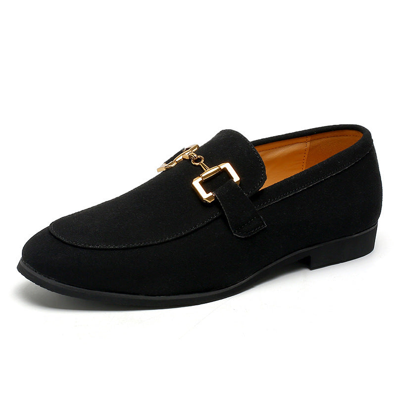 Men's Plus Size British Metal Buckle Casual Leather Shoes