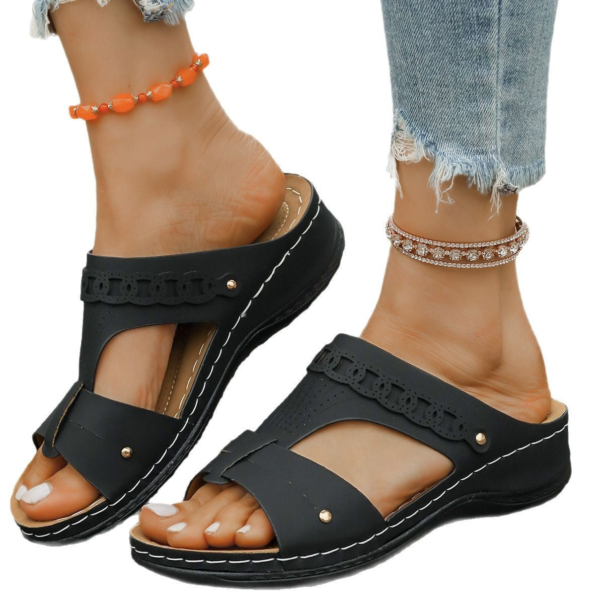 Slope Heel Plus Personalized Roman Style Slippers