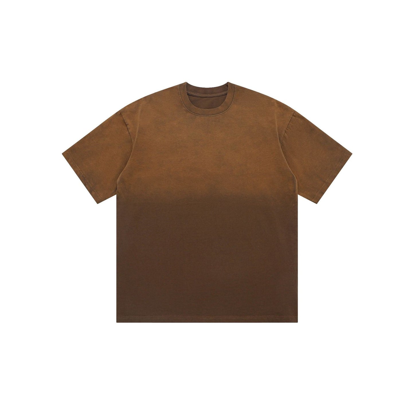 American Retro Double Yarn Pure Cotton Gradient Color Short Sleeve Men